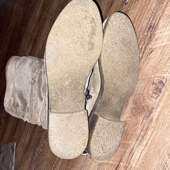 Aldo suede tie up zipper knee high fleece lined boots size 8 cream color taupe - Picture 6 of 10